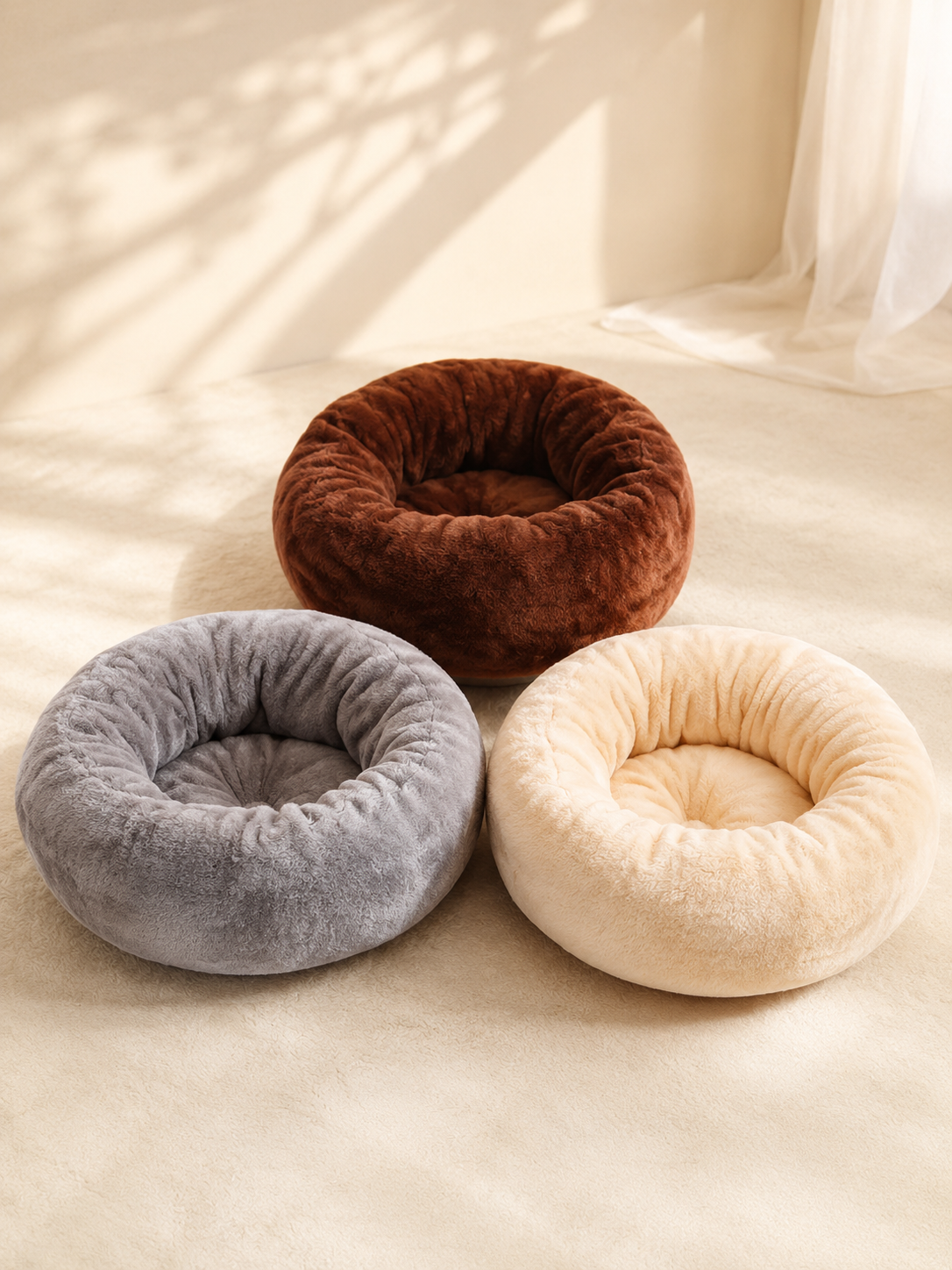 PAWVIVE Calming Donut Bed — Plush Anti-Anxiety Nest for Dogs & Cats