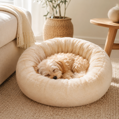 PAWVIVE Calming Donut Bed — Plush Anti-Anxiety Nest for Dogs & Cats