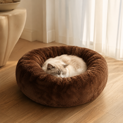 PAWVIVE Calming Donut Bed — Plush Anti-Anxiety Nest for Dogs & Cats