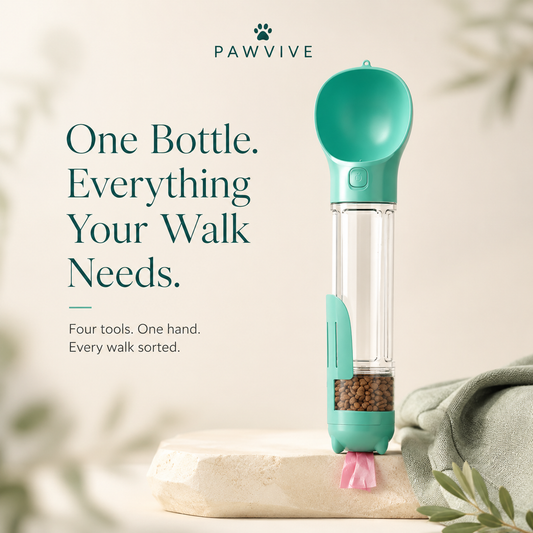 PAWVIVE Explorer Bottle — 4-in-1 Travel Water Bottle, Bowl & Waste Kit