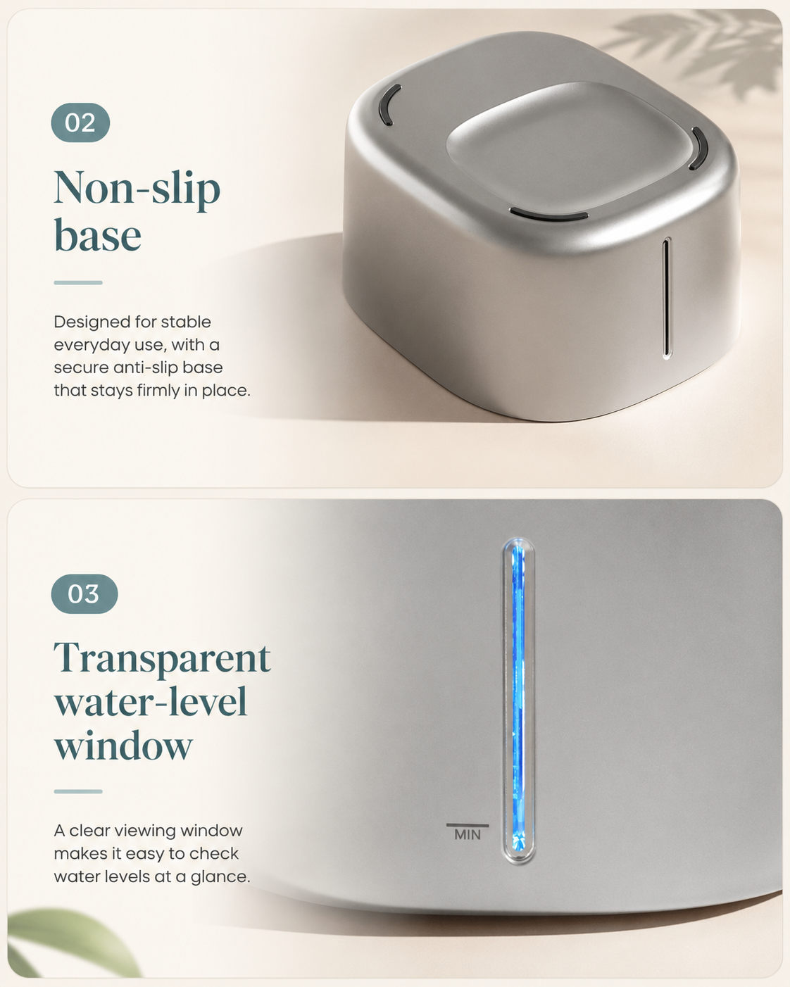 PAWVIVE Smart Sensor Water Fountain — Stainless Steel, 4L