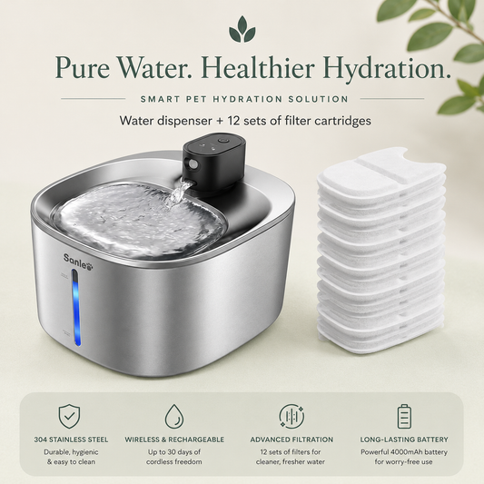 PAWVIVE Smart Sensor Water Fountain — Stainless Steel, 4L