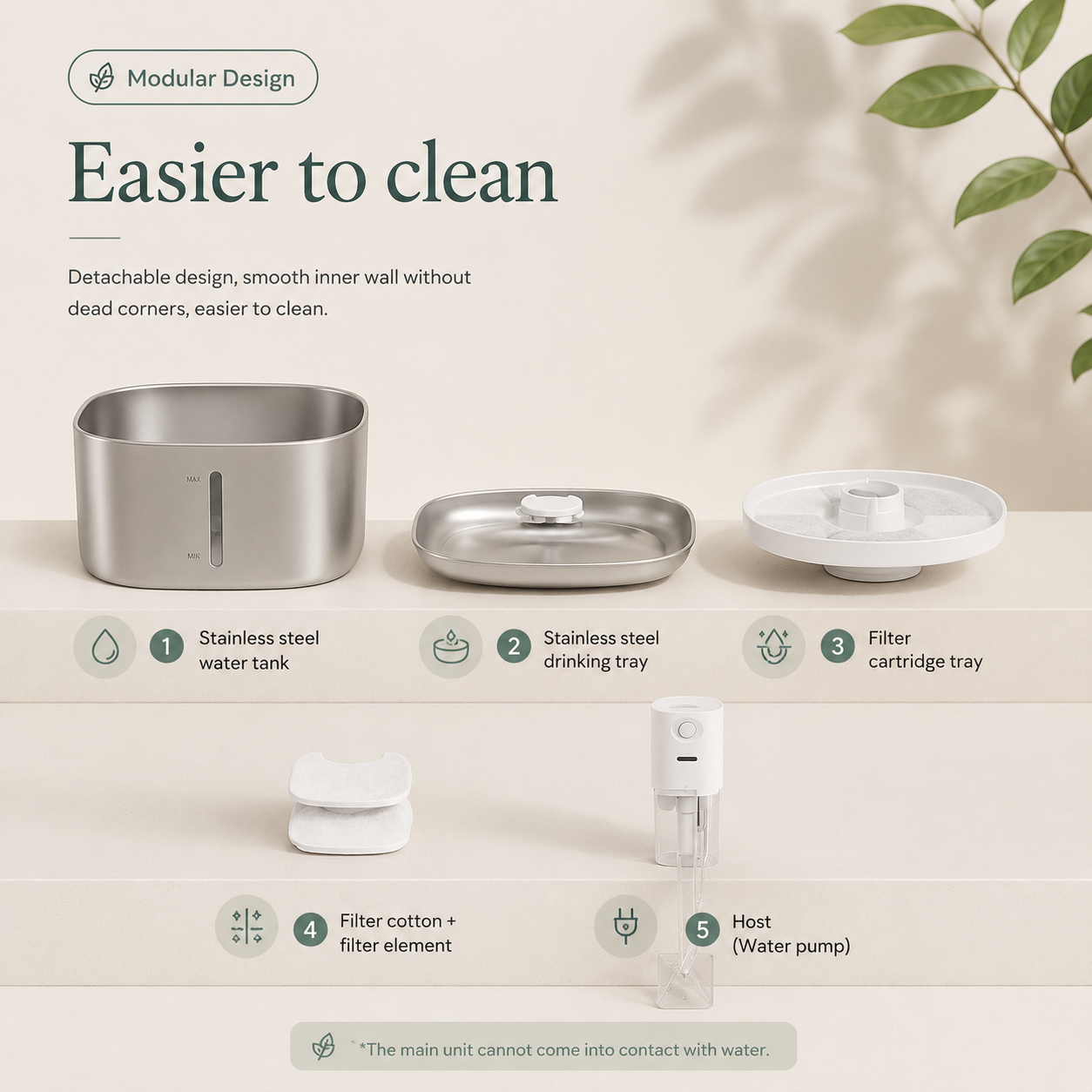 PAWVIVE Smart Sensor Water Fountain — Stainless Steel, 4L